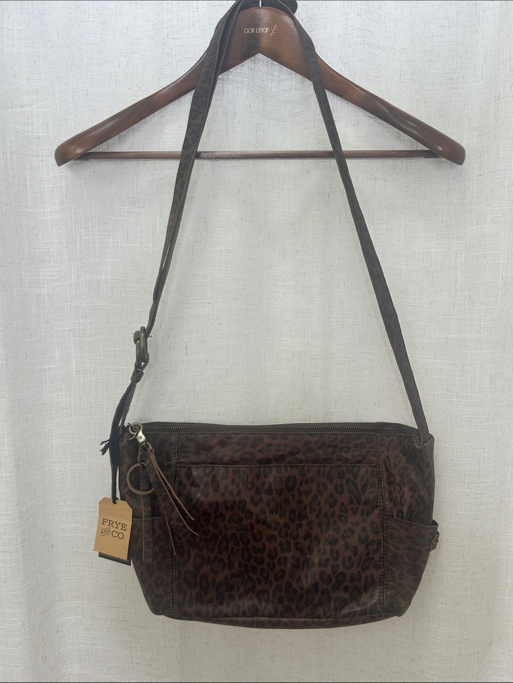 Frye And Company Brown Leopard Print Leather Crossbody Bag Brand New W/Tags